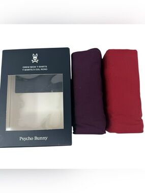 Psycho Bunny Men’s Size Medium 2 Pack Crew neck Neck t shirts Rust & Plum NWT